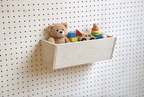 Bac en bois pour pegboard – rangement mural panneau perforé