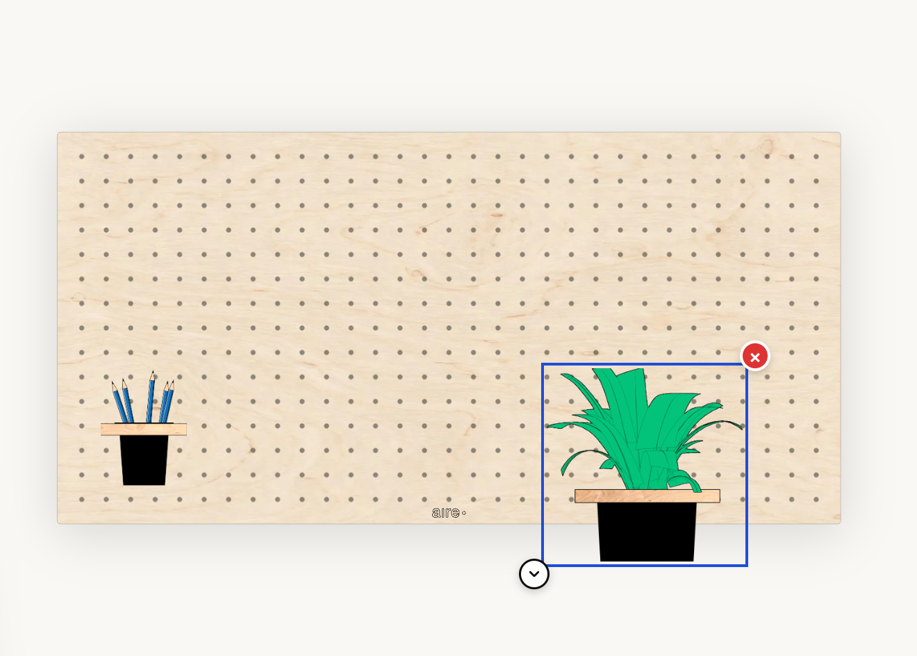 Configurateur de pegboard Aire : panneau personnalisé avec accessoires
