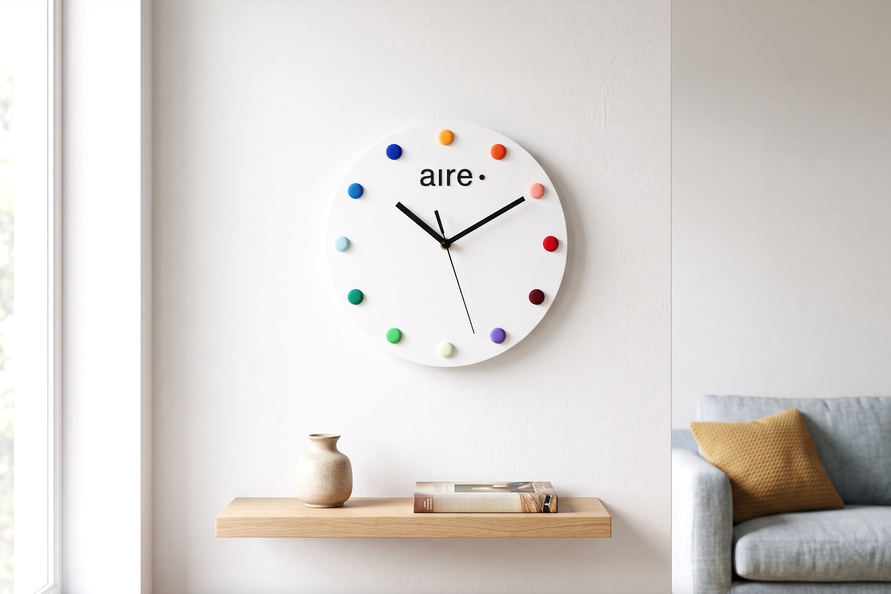 Horloge Minimaliste colorée Aire