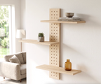 Etagère verticale - Pegboard vertical et ses trois tablettes en frêne massif