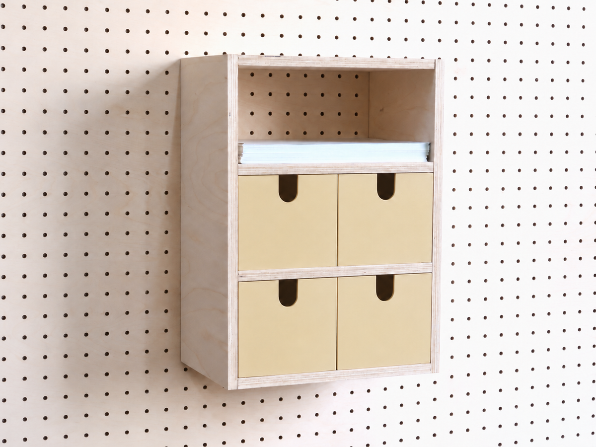 Opbergbox met 3 vakken voor pegboard – wandorganizer voor bureau en A4