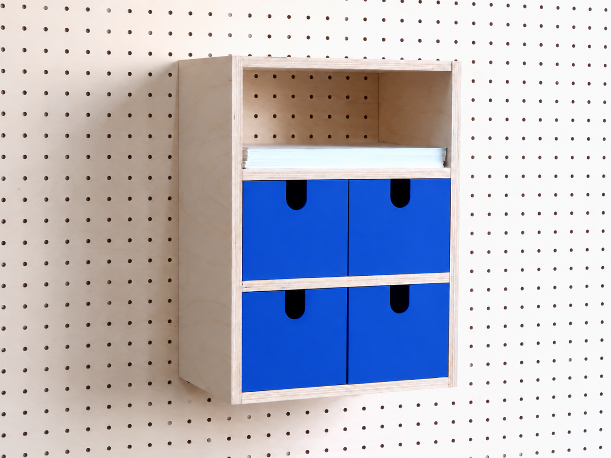 Opbergbox met 3 vakken voor pegboard – wandorganizer voor bureau en A4