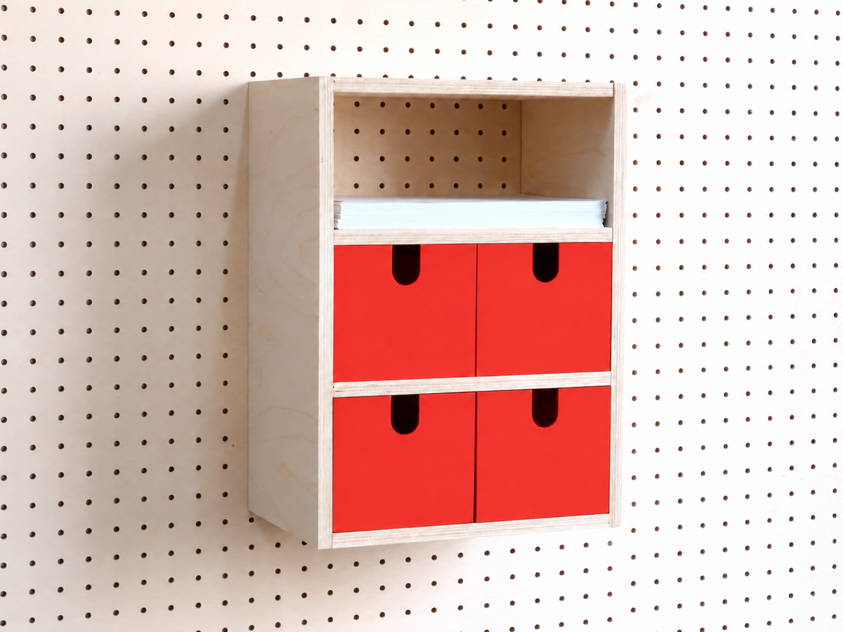 Opbergbox met 3 vakken voor pegboard – wandorganizer voor bureau en A4