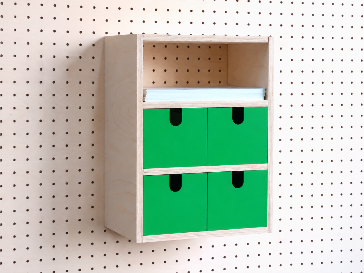 Opbergbox met 3 vakken voor pegboard – wandorganizer voor bureau en A4