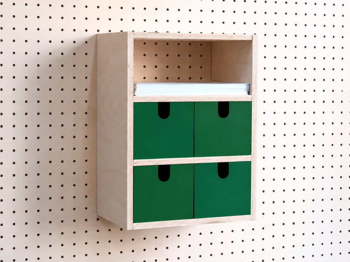 Opbergbox met 3 vakken voor pegboard – wandorganizer voor bureau en A4