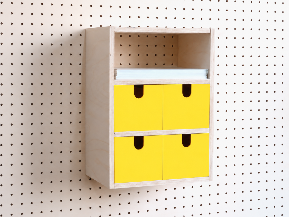 Opbergbox met 3 vakken voor pegboard – wandorganizer voor bureau en A4