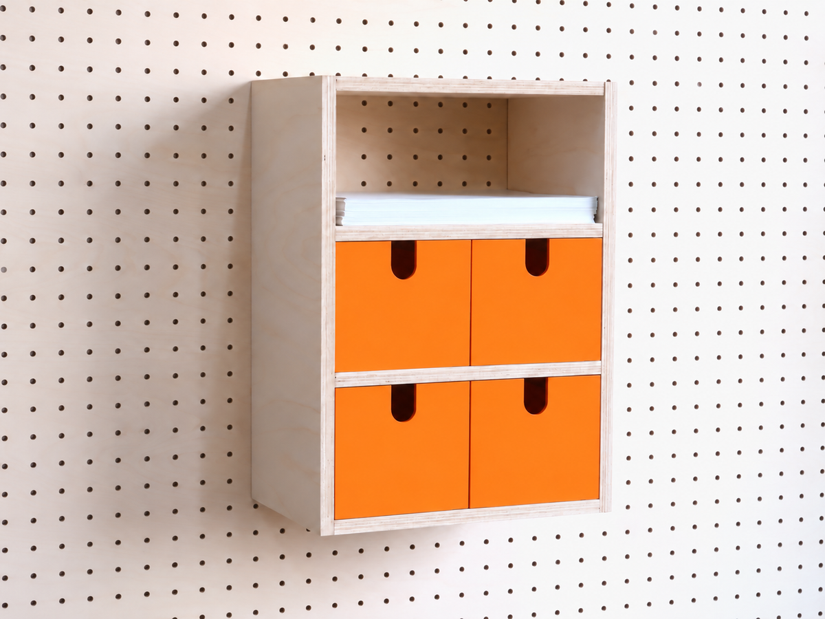 Opbergbox met 3 vakken voor pegboard – wandorganizer voor bureau en A4