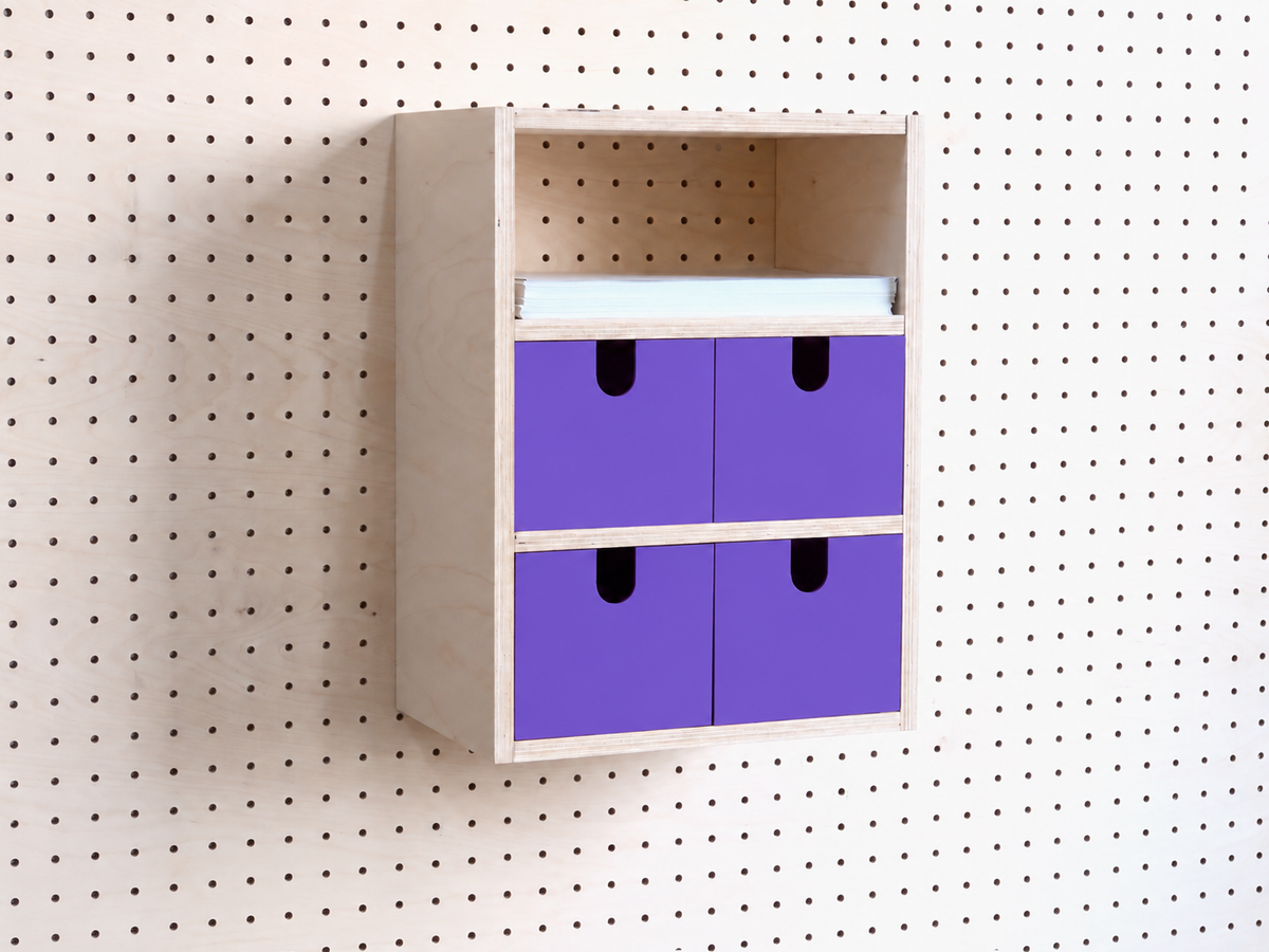 Opbergbox met 3 vakken voor pegboard – wandorganizer voor bureau en A4