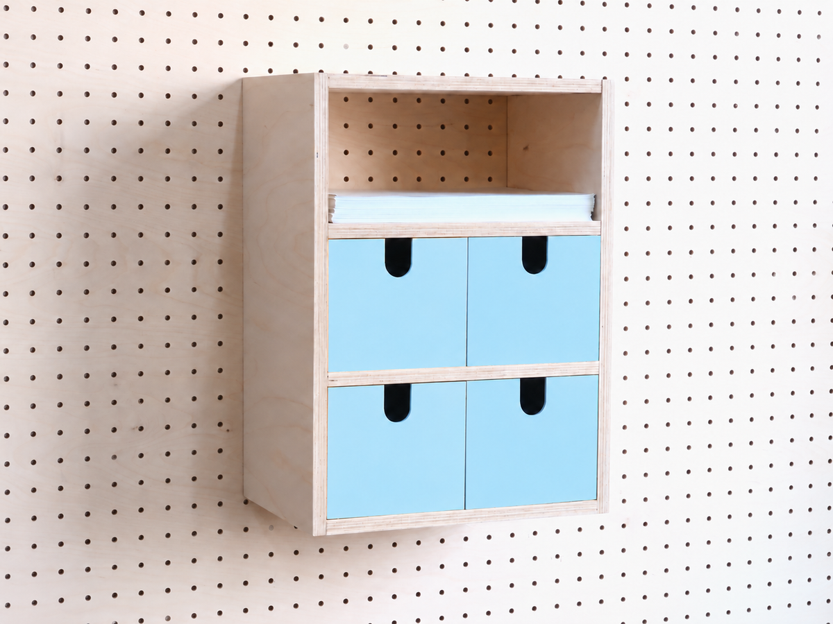 Opbergbox met 3 vakken voor pegboard – wandorganizer voor bureau en A4