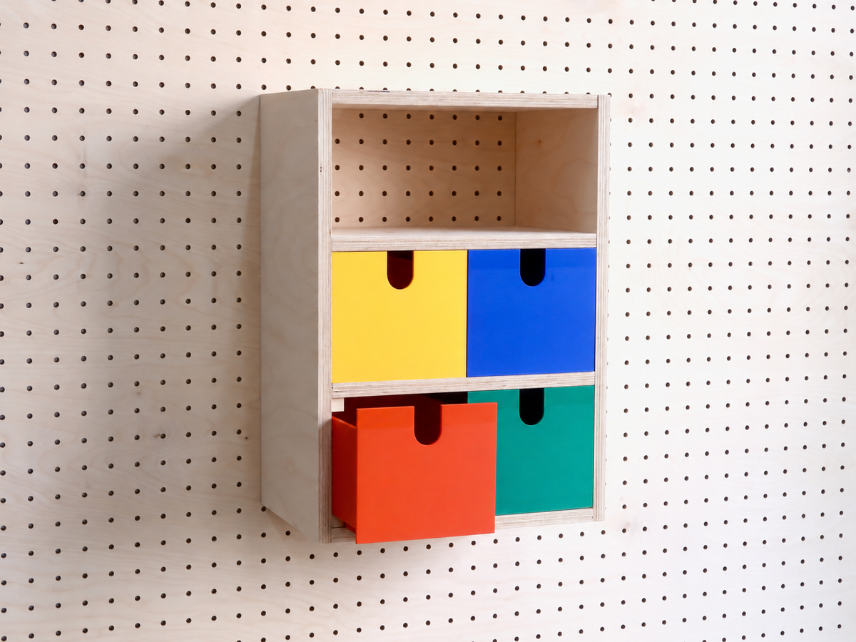Contenitore 3 scomparti per pegboard – organizer da parete e carta A4