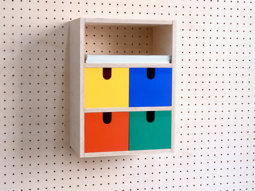 Casier 3 sections pour pegboard – organiseur de bureau et papier A4 mural