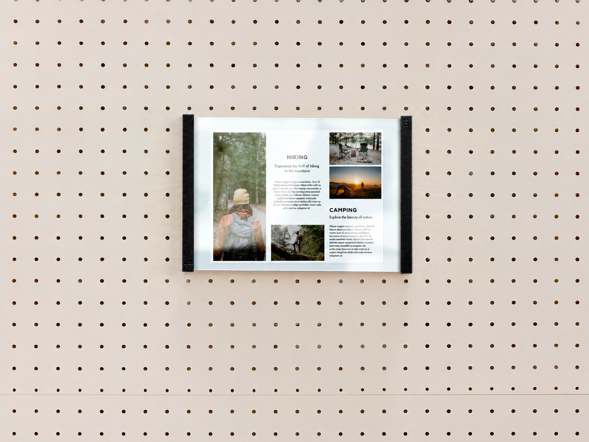 Porte-affiche en plexi pour pegboard – support d'information mural