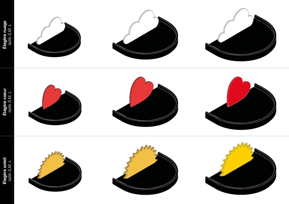 Étagère Nuage, Cœur, Soleil pour Pegboard - Accessoires - Aire - A93-17 - 7