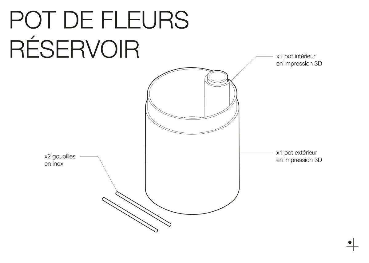 Pot de fleurs avec réservoir à eau - fabriqué en impression 3D - Accessoires - Aire - A75-8 - 7