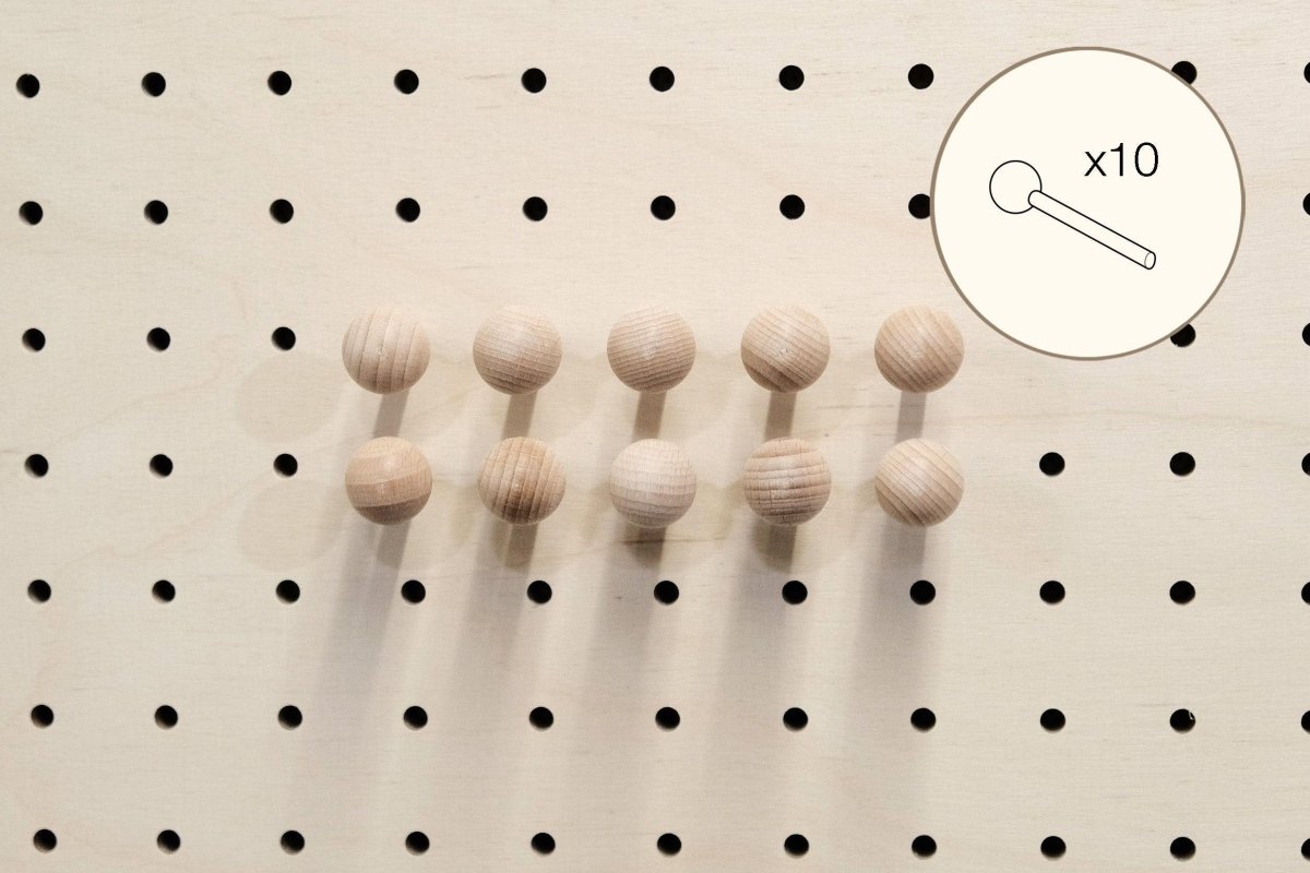 Tourillons en bois pour Pegboard avec billes en bois tournées - Accessoires - Aire - A59-1 - 7